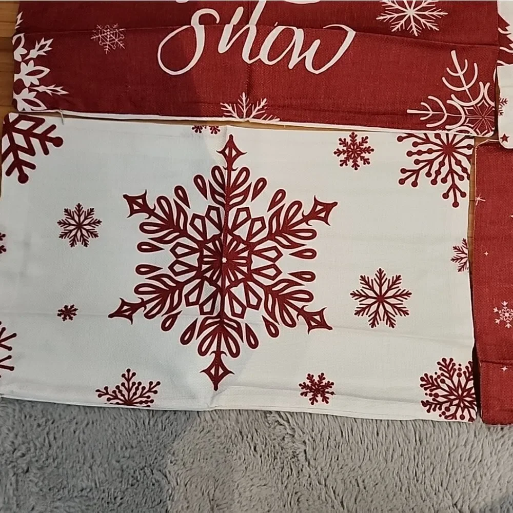 Christmas Pillow Covers 12x20 inches Set of 4 Red White Throw Pillow Covers